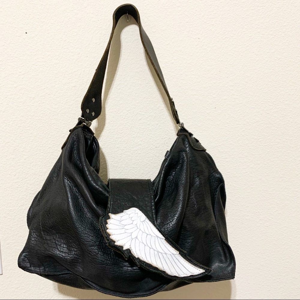 Tylie Malibu Wing Black Shoulder Hobo Bag